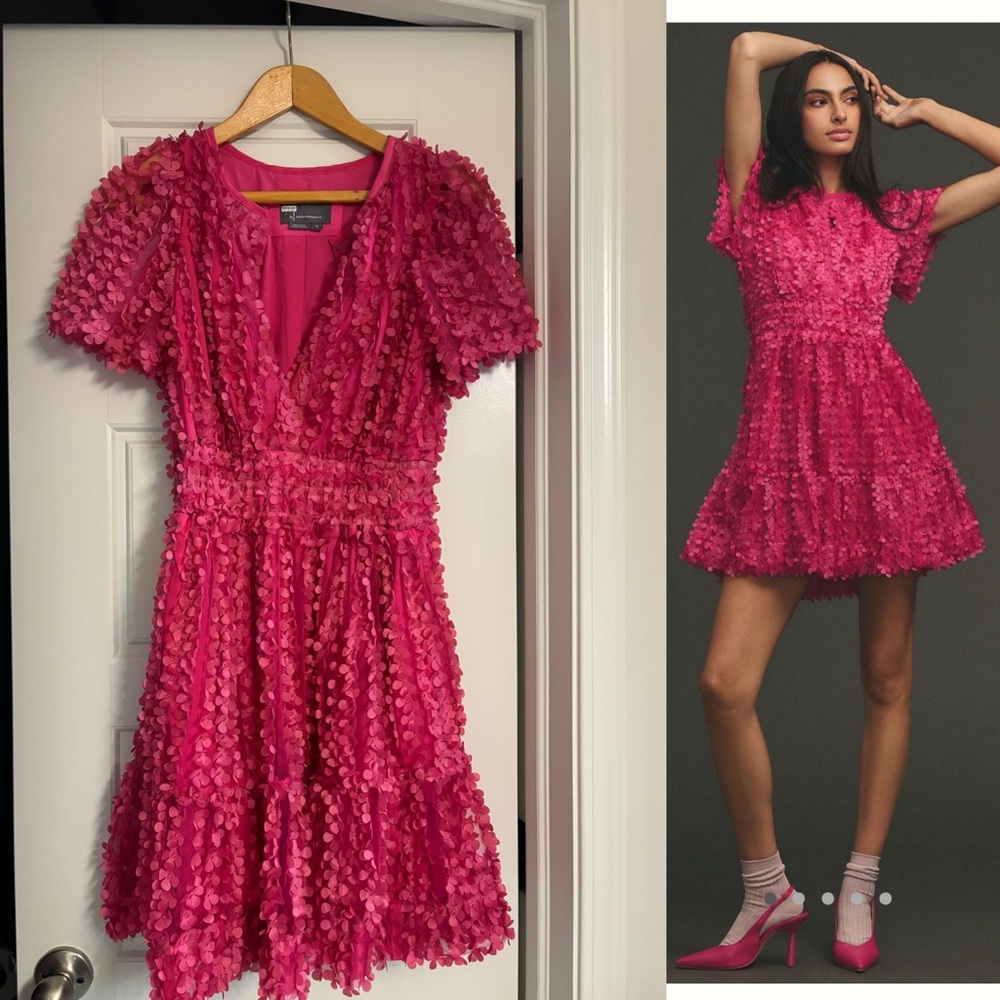 Pink Somerset appliqué flower dress